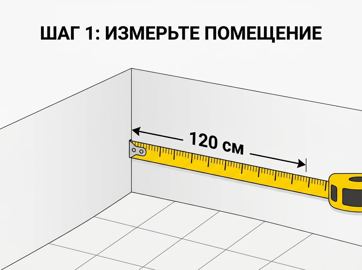 Укажите помещение и размеры