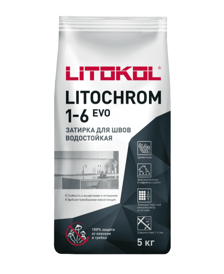 Litokol Litochrom 1-6 EVO Цементная затирка 5 кг