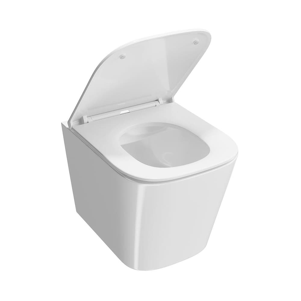 CU.wc.02 Унитаз Cubo/Кубо подвесной безободковый с крепежом и сиденьем, белый глянцевый - фото 123778