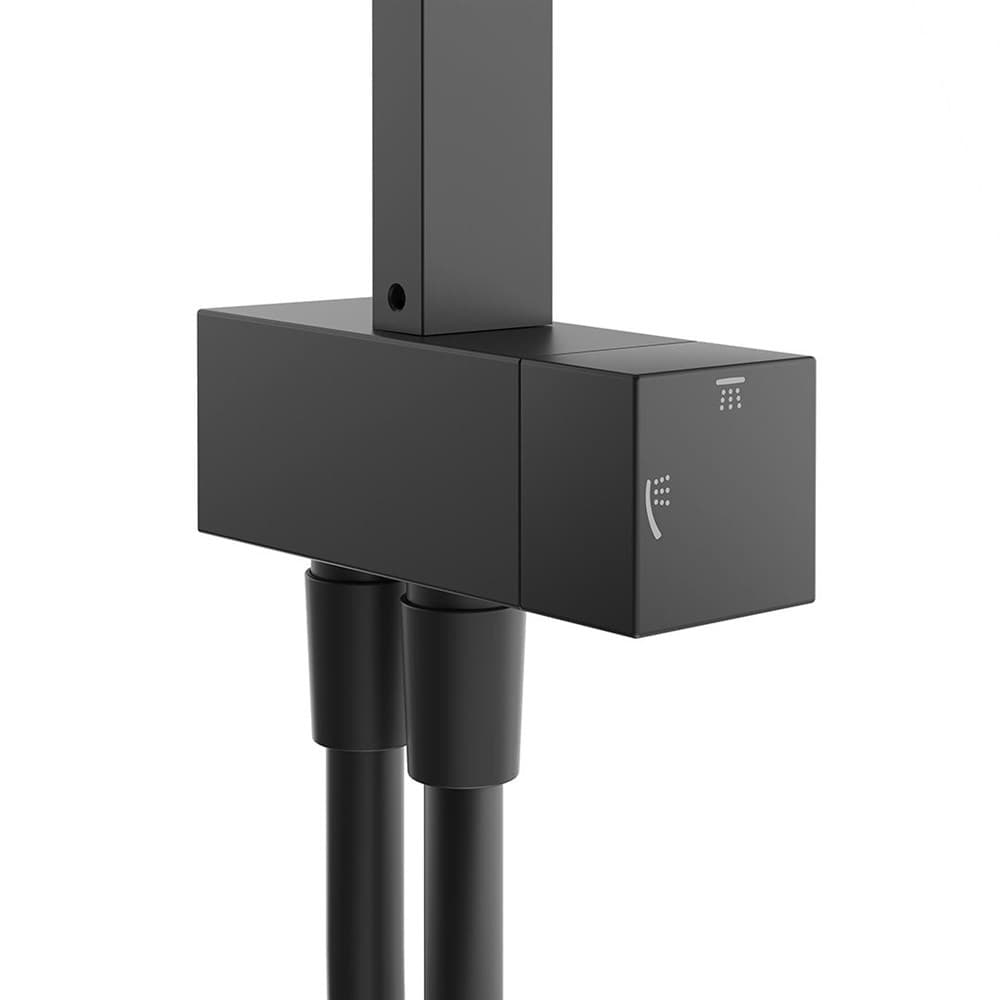 FO.102.KM.BLK.M Душевая колонна квадратная Fonte/Фонте на 2 потока без смесителя, черный матовый - фото 124633