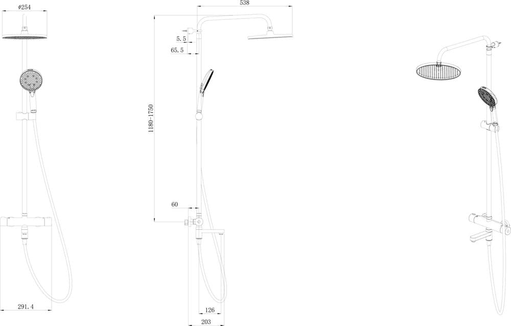 FO.302.KM.CR Душевая колонна Fonte/Фонте на 3 потока с поворотным изливом с термостатическим смесителем, хром - фото 124645