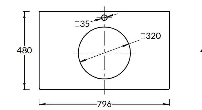 KM6012G0471RP80Ic2 Столешница для полувстраиваемых раковин Бричиола 80, белый натуральный - фото 130156