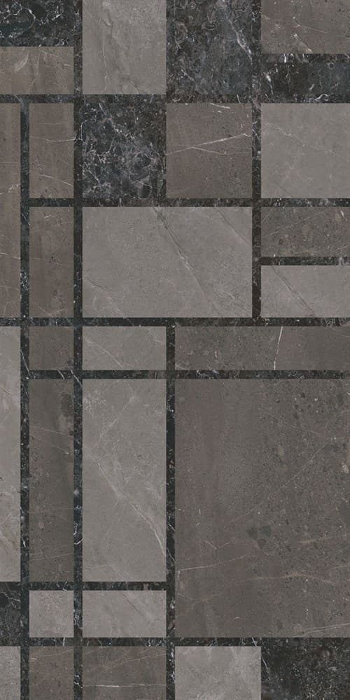 Декор Марсель микс тёмный глянцевый обрезной 60x119,5x0,9