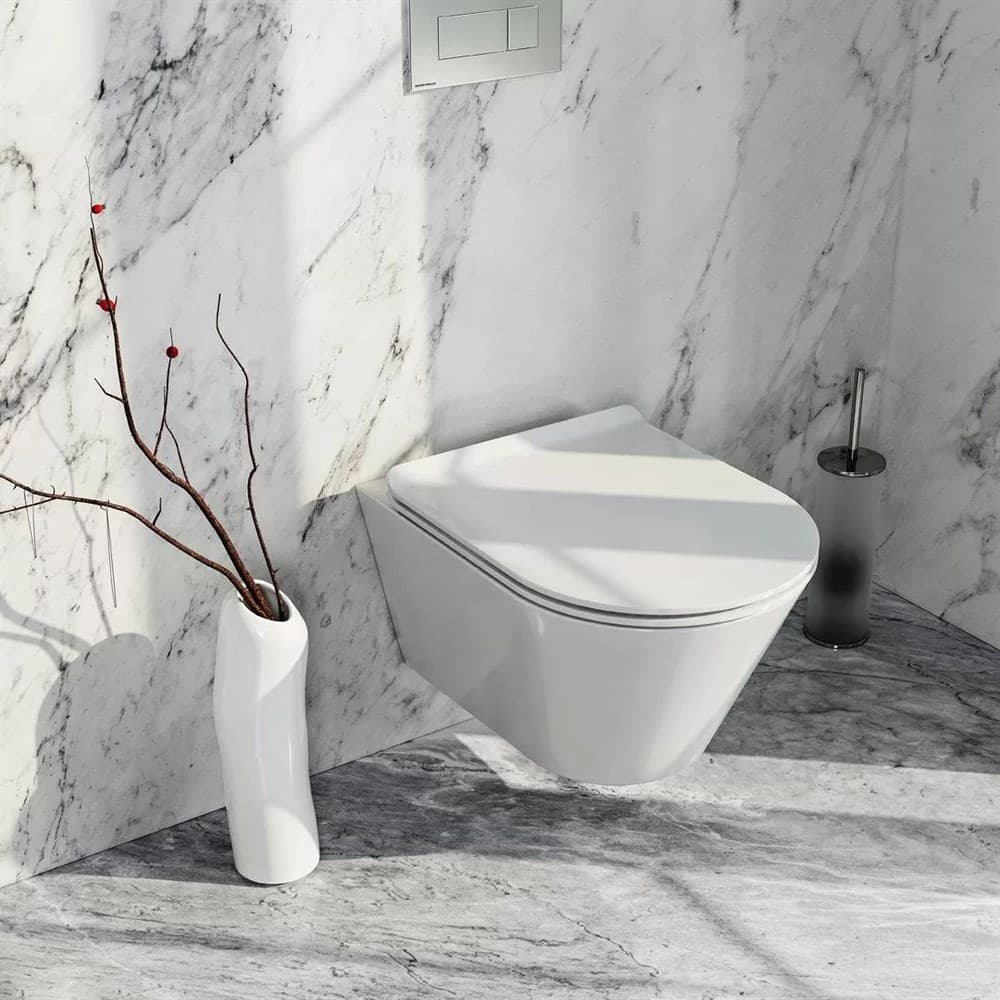KMPMWc53GWh2 Унитаз Plaza Modern/Плаза Модерн подвесной безободковый, белый глянцевый - фото 131721
