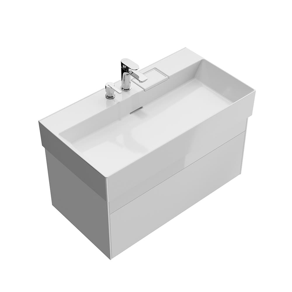 LOG.90.2/WHT Тумба Logica/Лоджика подвесная 2 ящика 90 см, белоснежный - фото 117157
