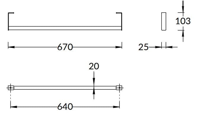 LO.trl.70/BLK.M Держатель для полотенец к раковинам Logica/Лоджика 70 с крепежом, черный матовый - фото 111753