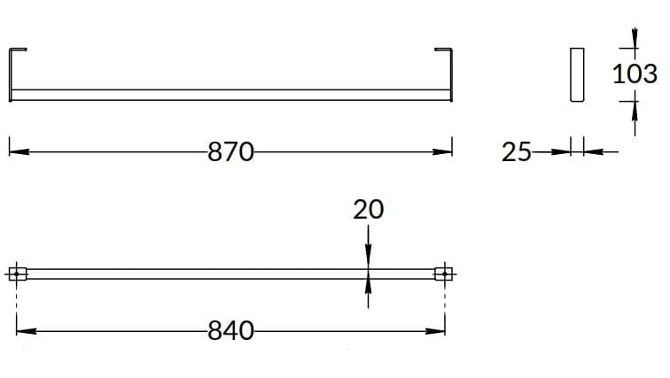 LO.trl.90/BLK.M Держатель для полотенец к раковинам Logica/Лоджика 90 с крепежом, черный матовый - фото 111758