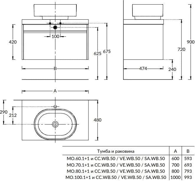 MOD.100.1+1/WHT Тумба Modula/Модула подвесная 100 с ящиком 1+1, белая глянцевая - фото 127764