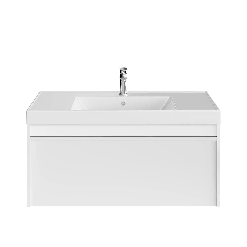 MOD.100.1+1/WHT Тумба Modula/Модула подвесная 100 с ящиком 1+1, белая глянцевая - фото 127767