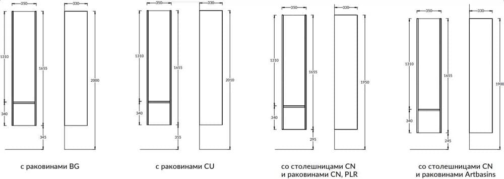 MOD.165/AR Пенал Modula/Модула подвесной 165 с дверцей и ящиком, арабика - фото 127774