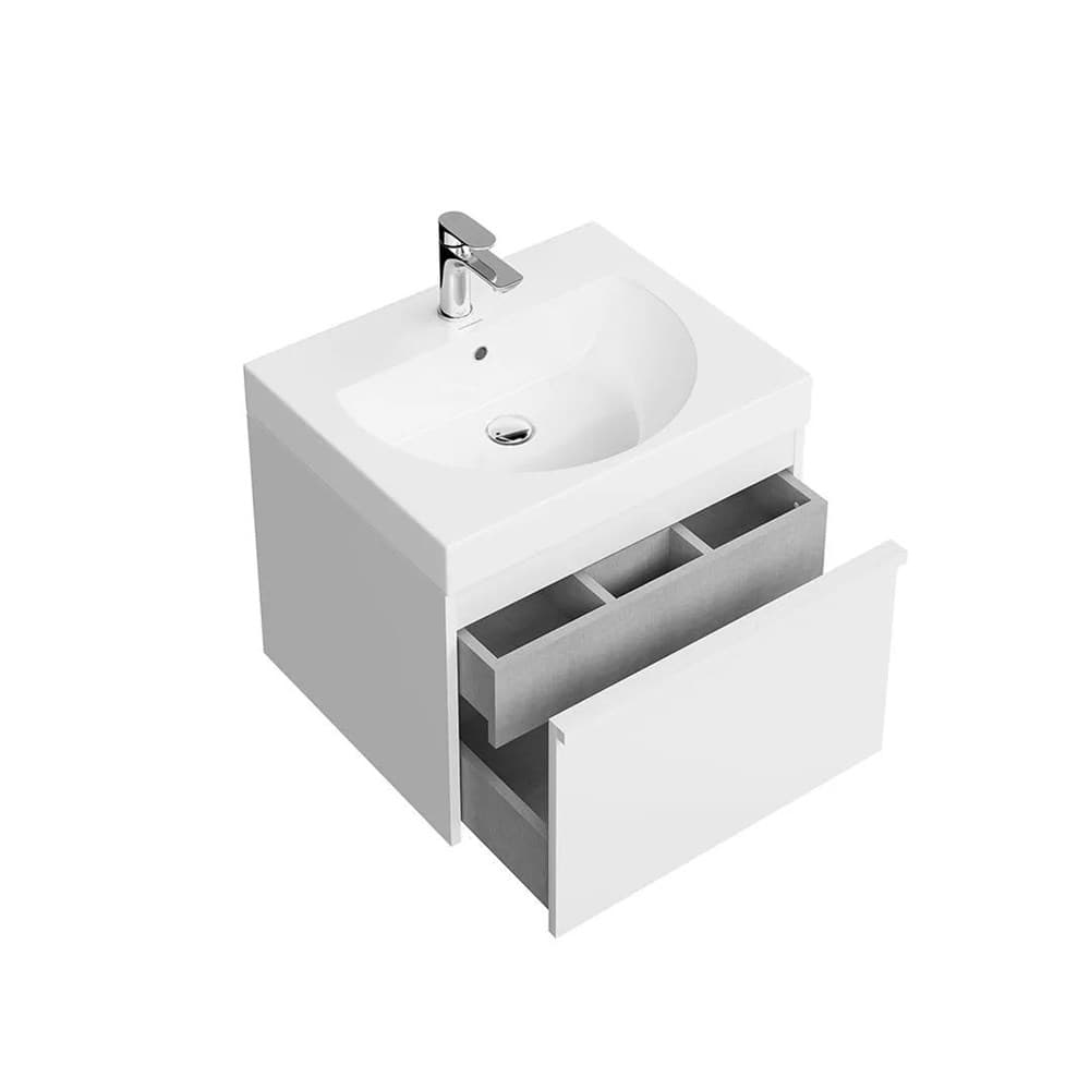 MOD.60.1+1/WHT Тумба Modula/Модула подвесная 60 с ящиком 1+1, белая глянцевая - фото 127713