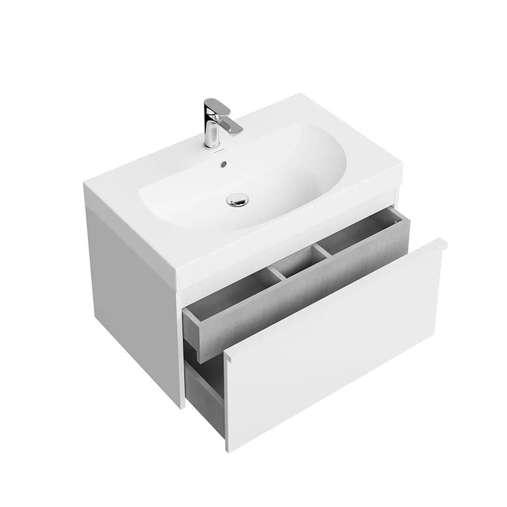 MOD.80.1+1/WHT Тумба Modula/Модула подвесная 80 с ящиком 1+1, белая глянцевая - фото 127750