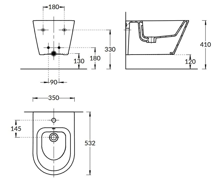 PLM.bidet.02 Биде Plaza Modern/Плаза Модерн подвесное, белый глянцевый - фото 111693