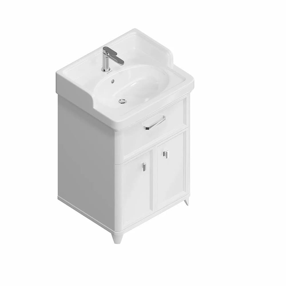 PO.M.60.1/WHT Тумба Pompei/Помпеи напольная с ящиком и дверцами 60, белая глянцевая - фото 129370