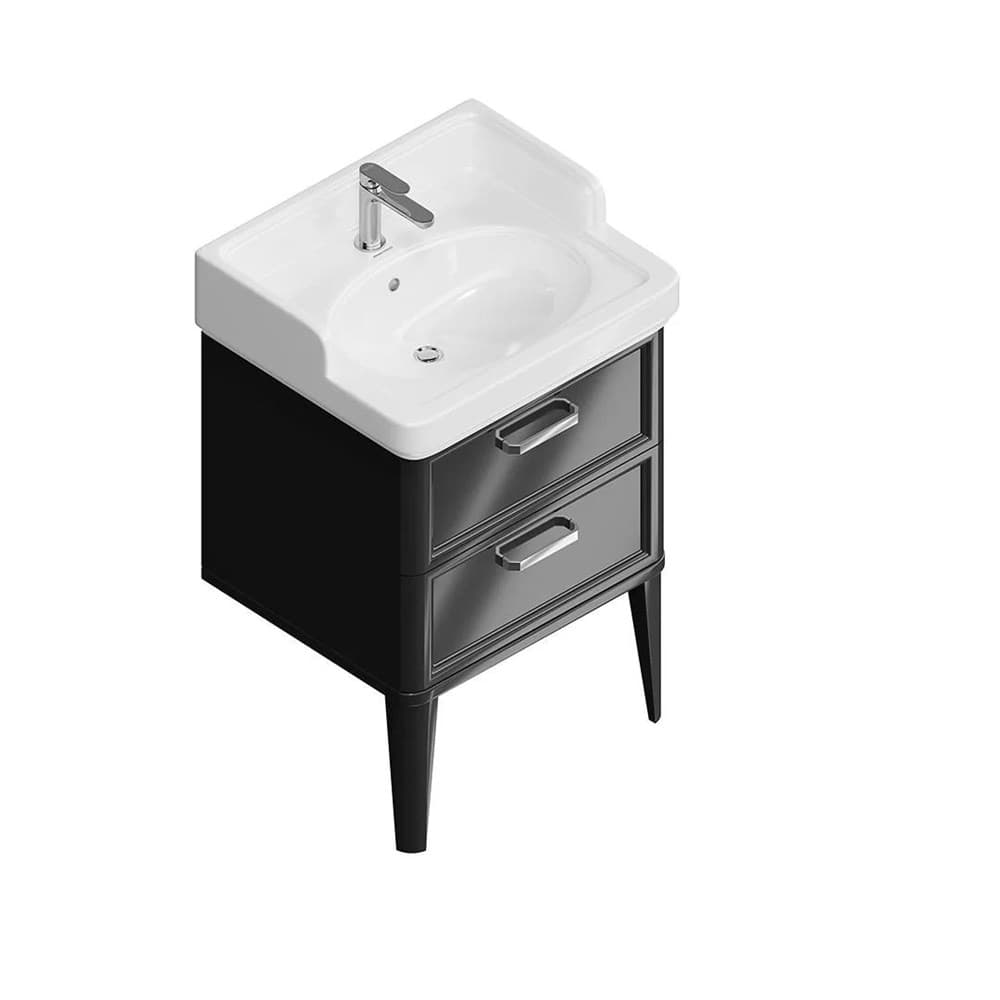 PO.M.60.2/BLK Тумба Pompei/Помпеи напольная с 2 ящиками 60, черная глянцевая - фото 129355