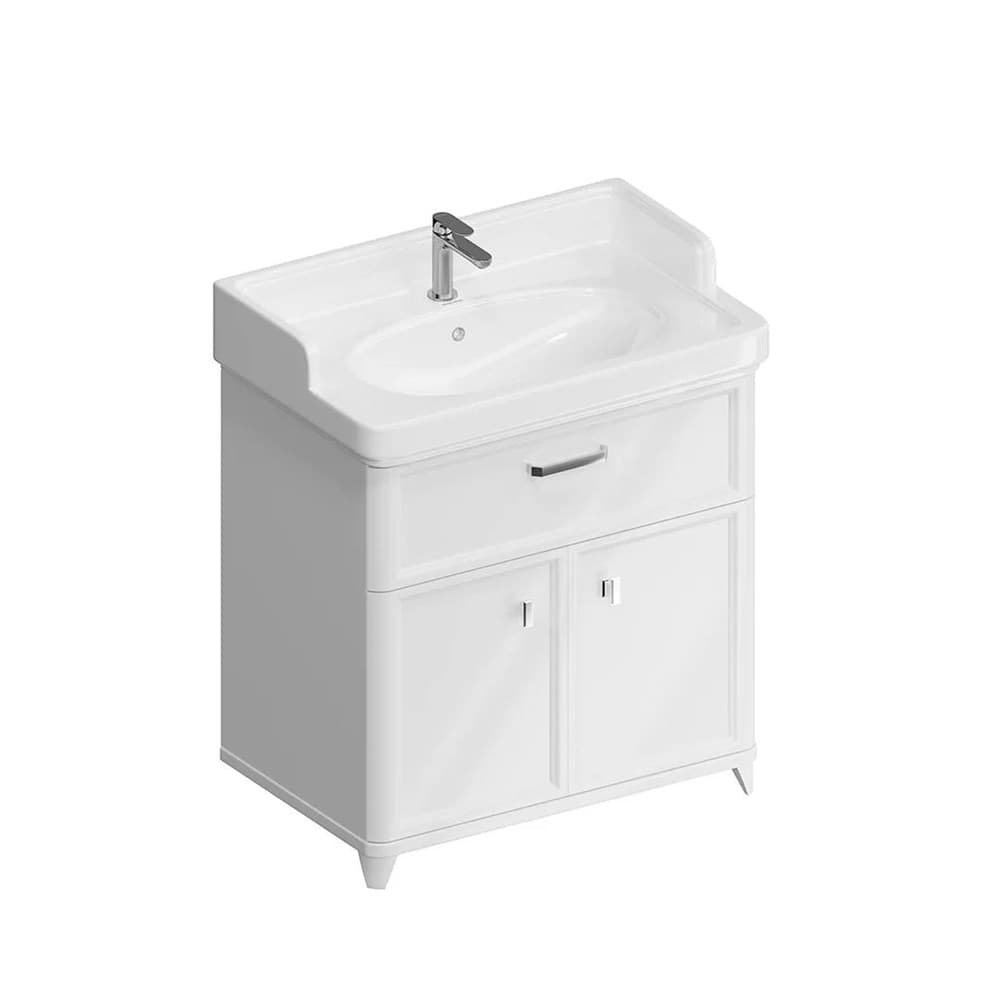 PO.M.80.1/WHT Тумба Pompei/Помпеи напольная с ящиком и дверцами 80, белая глянцевая - фото 129402