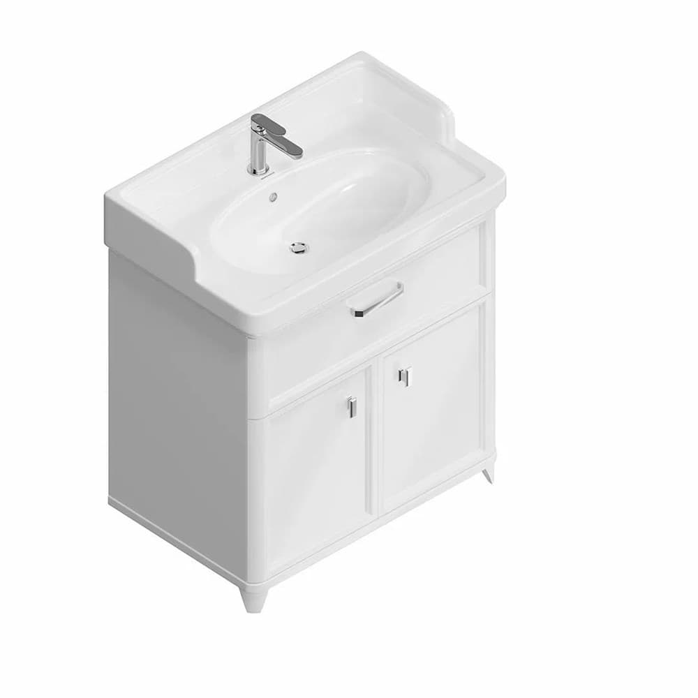 PO.M.80.1/WHT Тумба Pompei/Помпеи напольная с ящиком и дверцами 80, белая глянцевая - фото 129403