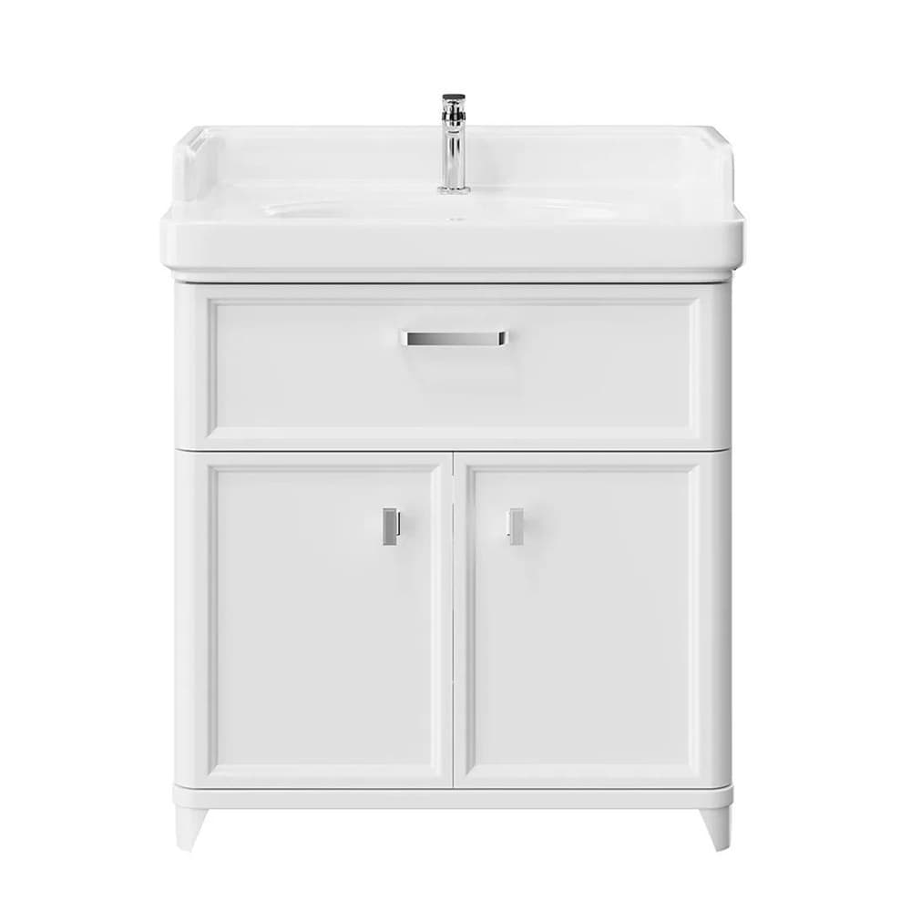 PO.M.80.1/WHT Тумба Pompei/Помпеи напольная с ящиком и дверцами 80, белая глянцевая - фото 129405