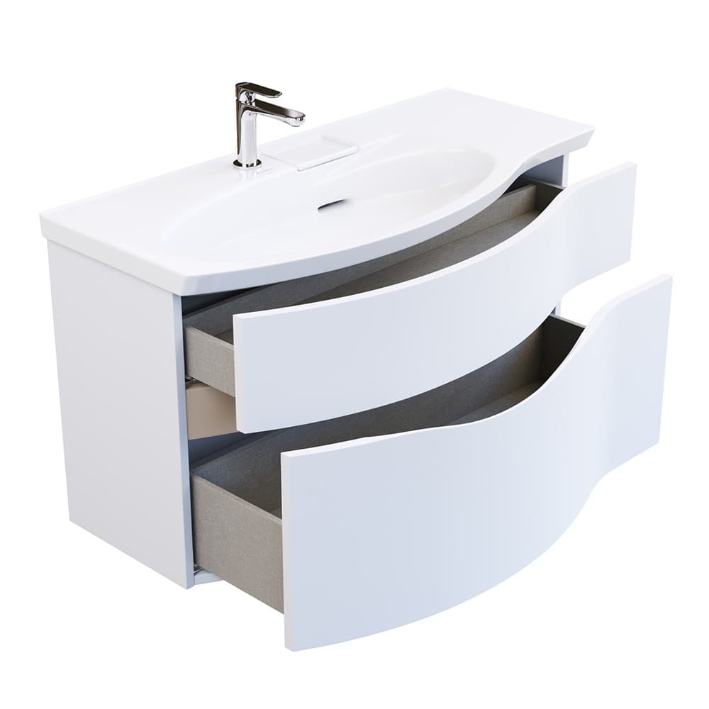 RV.100Lh/WHT.M Тумба Riva/Рива 100 см левая, белая матовая - фото 116377