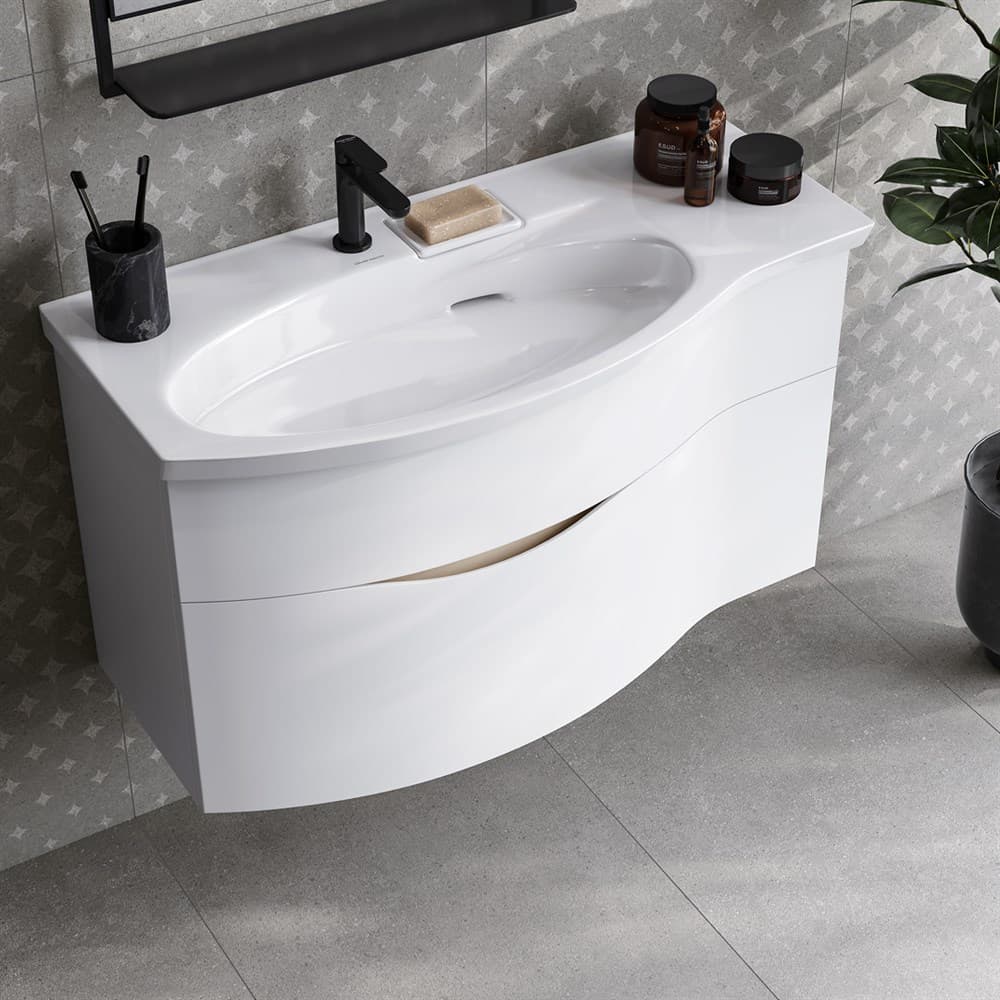RV.100Lh/WHT.M Тумба Riva/Рива 100 см левая, белая матовая - фото 116384