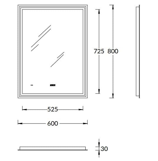 TE.mi.60 Зеркало Tecno/Текно c LED 60 с подсветкой, с функцией антизапотевание, белое глянцевое - фото 116338