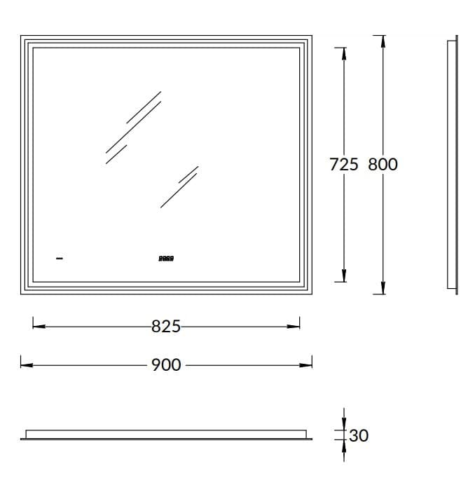 TE.mi.90 Зеркало Tecno/Текно c LED 90 с подсветкой, с функцией антизапотевание, белый глянцевый - фото 116345