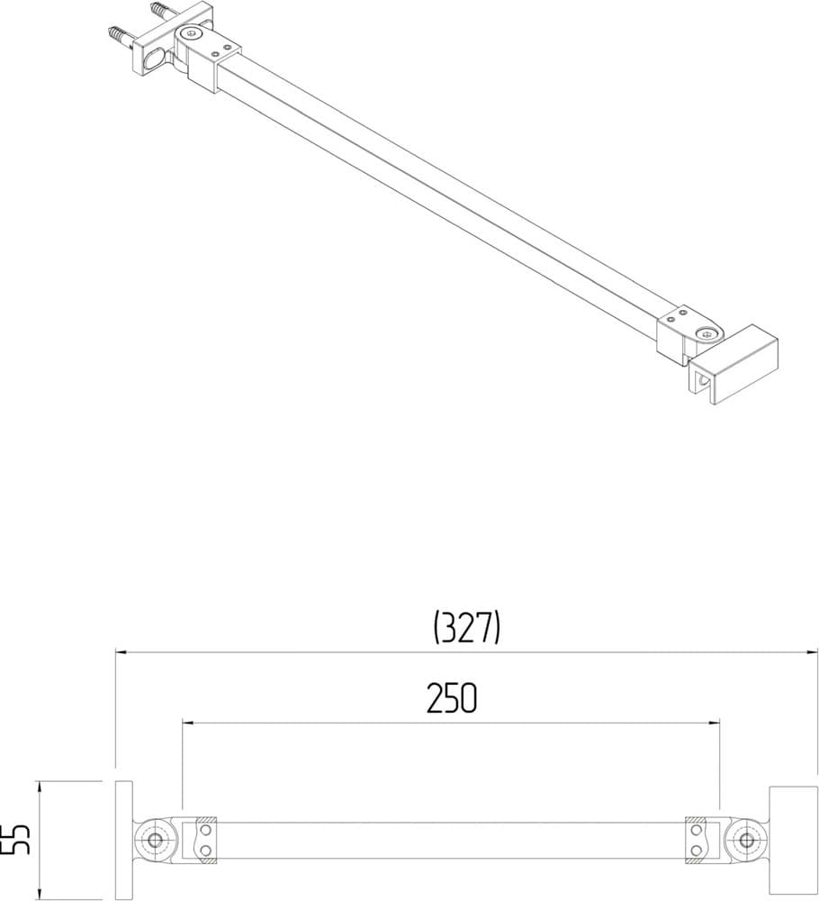VE.FB250.BSD.BLK.M Фиксатор для стеклянной шторки Vetro/Ветро, 25 см, матовый черный - фото 129477