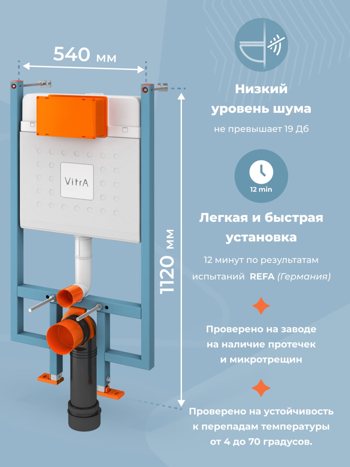 Инсталляция для унитаза VitrA V-Fix Core (Ви-Фикс Кор) 800-1875 с кнопкой глянцевой хром