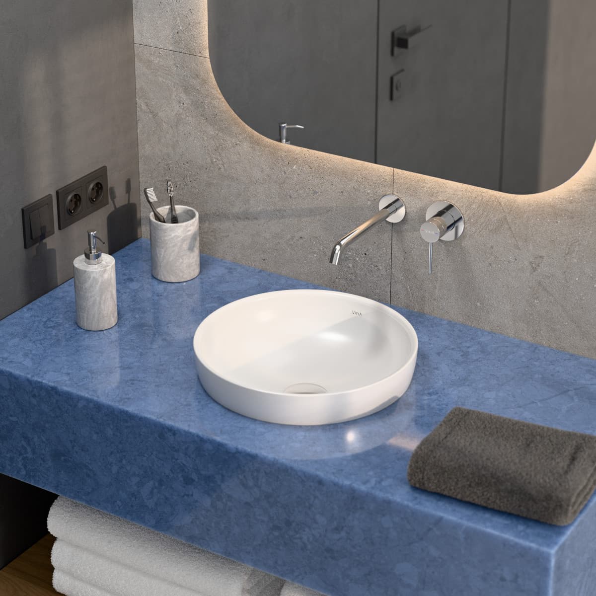 Раковина чаша VitrA Water Jewels (Вотер Джувелз) 4334B003-1361 40 x 40 см накладная белая антибактериальное покрытие Hygiene (Хайджн)