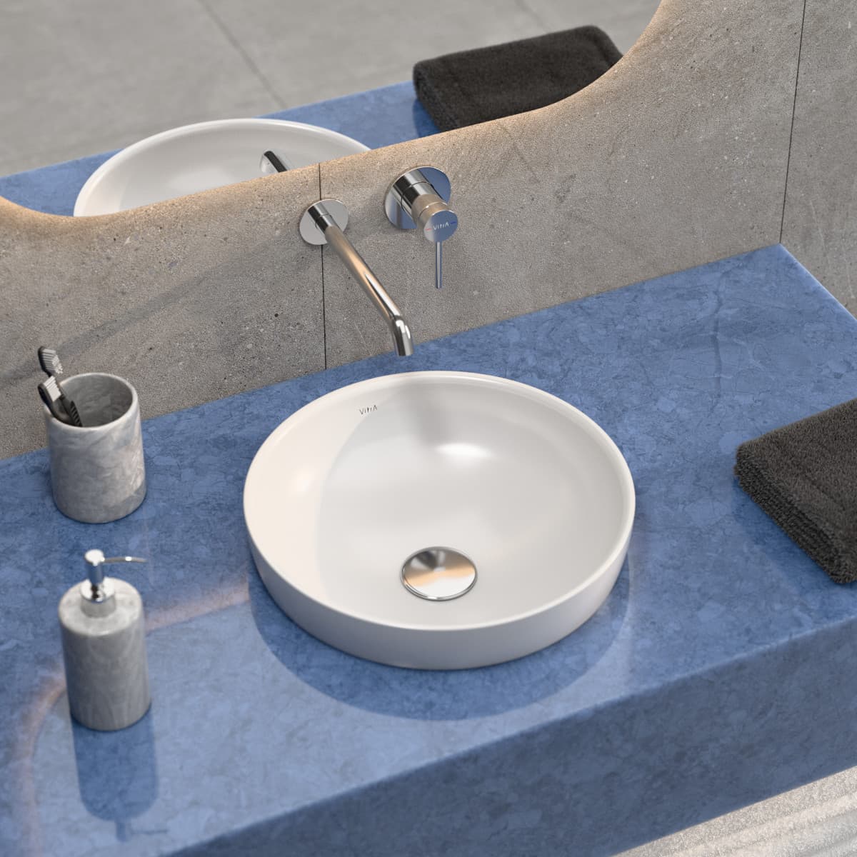 Раковина чаша VitrA Water Jewels (Вотер Джувелз) 4334B003-1361 40 x 40 см накладная белая антибактериальное покрытие Hygiene (Хайджн)