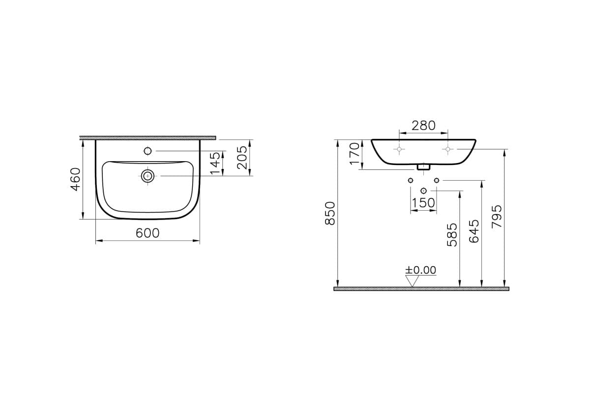Раковина VitrA S20 5503B003-0001 60 x 46 см белая антибактериальное покрытие Hygiene (Хайджн)