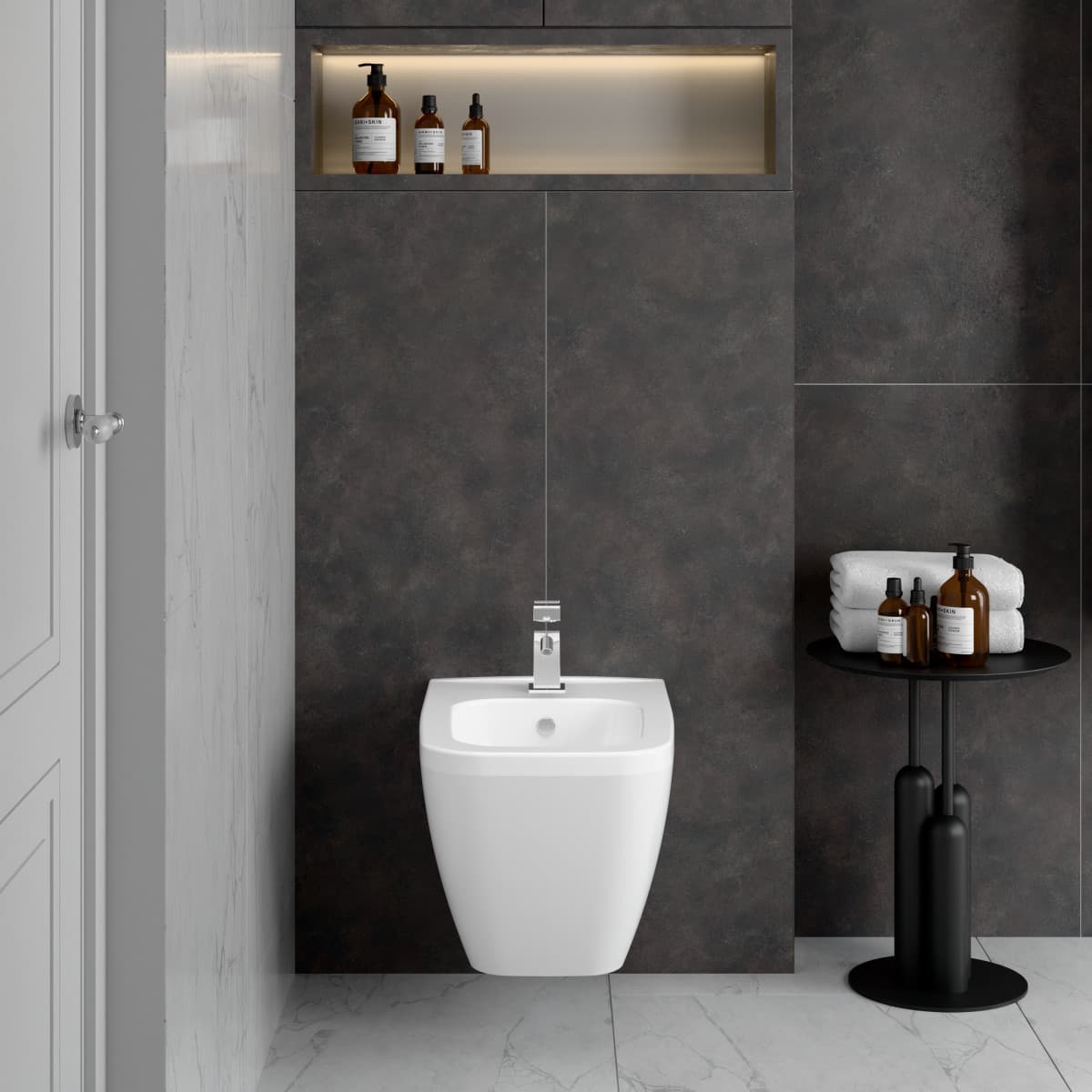 Биде VitrA Integra Square (Интегра Скуэр) 7083B003-0288 подвесное белое с отверстием под смеситель покрытие Hygiene (Хайджн)
