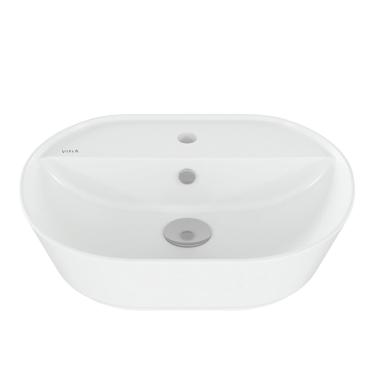 Раковина чаша VitrA Geo (Гео) 7428B003-0001 55 x 43 см накладная белая антибактериальное покрытие Hygiene (Хайджн)