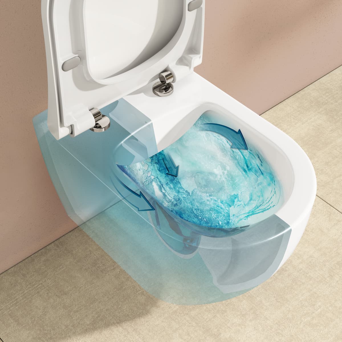 Подвесной унитаз VitrA Mia Round (Мия Раунд) 7510B003-0075 безободковый SmoothFlush (Смусфлаш) белый санитарный фарфор антибактериальное покрытие Hygiene (Хайджн)