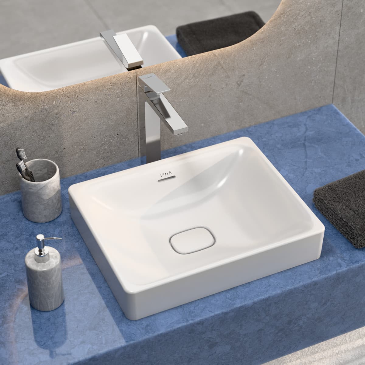 Раковина чаша VitrA Metropole (Метрополь) 7534B003-0673 50 x 40 см накладная белая антибактериальное покрытие Hygiene (Хайджн)
