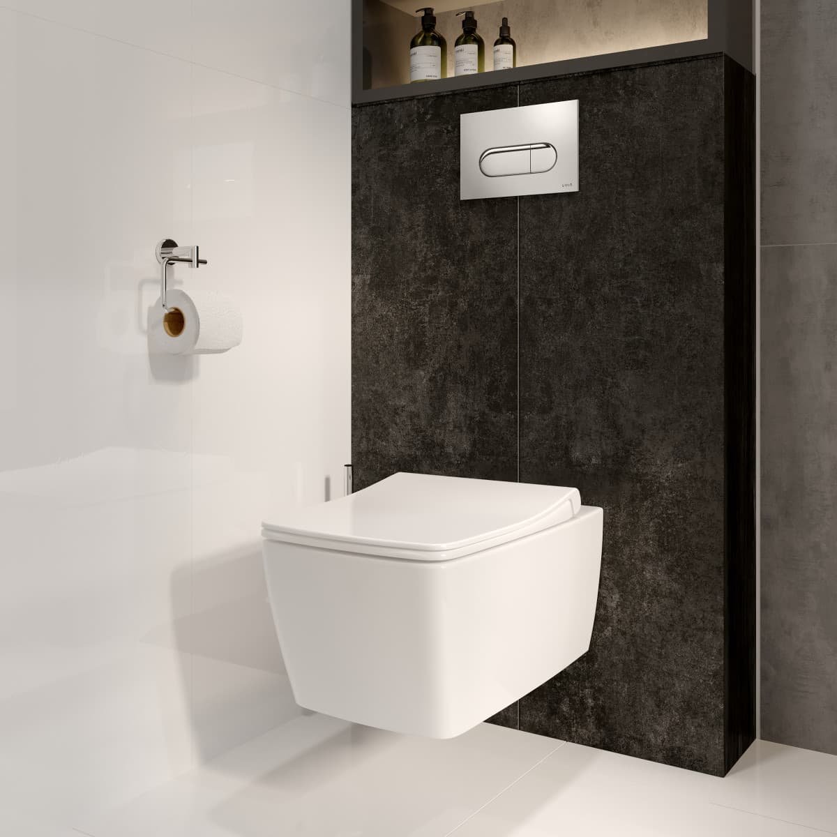 Подвесной унитаз VitrA Metropole (Метрополь) 7672B003-1684 с функцией биде и встроенным смесителем безободковый Rim-ex (Рим-экс) белый санитарный фарфор антибактериальное покрытие Hygiene (Хайджн)
