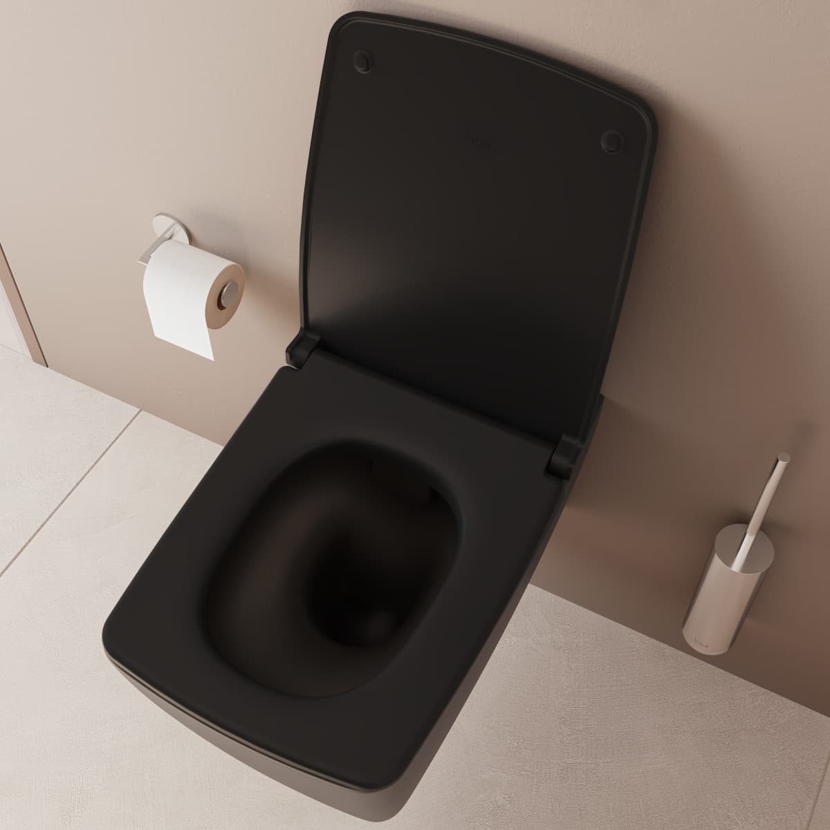 Подвесной унитаз VitrA Metropole (Метрополь) 7672B083-0101 безободковый Rim-ex (Рим-экс) матовый черный санитарный фарфор антибактериальное покрытие Hygiene (Хайджн)
