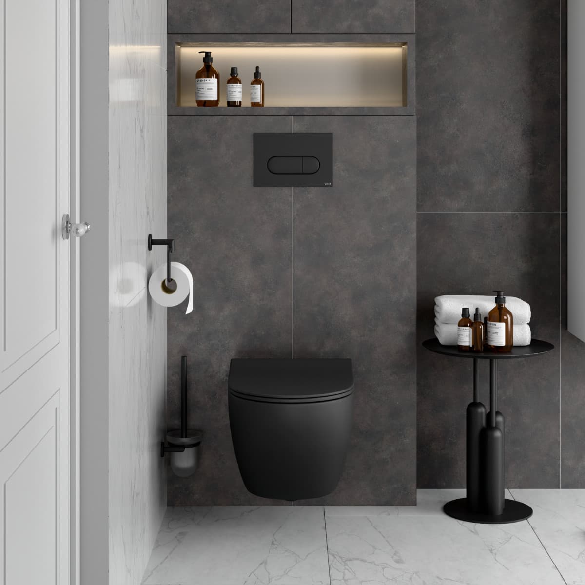 Подвесной унитаз VitrA Sento (Сенто) 7748B083-0101 безободковый Rim-ex (Рим-экс) матовый черный санитарный фарфор антибактериальное покрытие Hygiene (Хайджн)