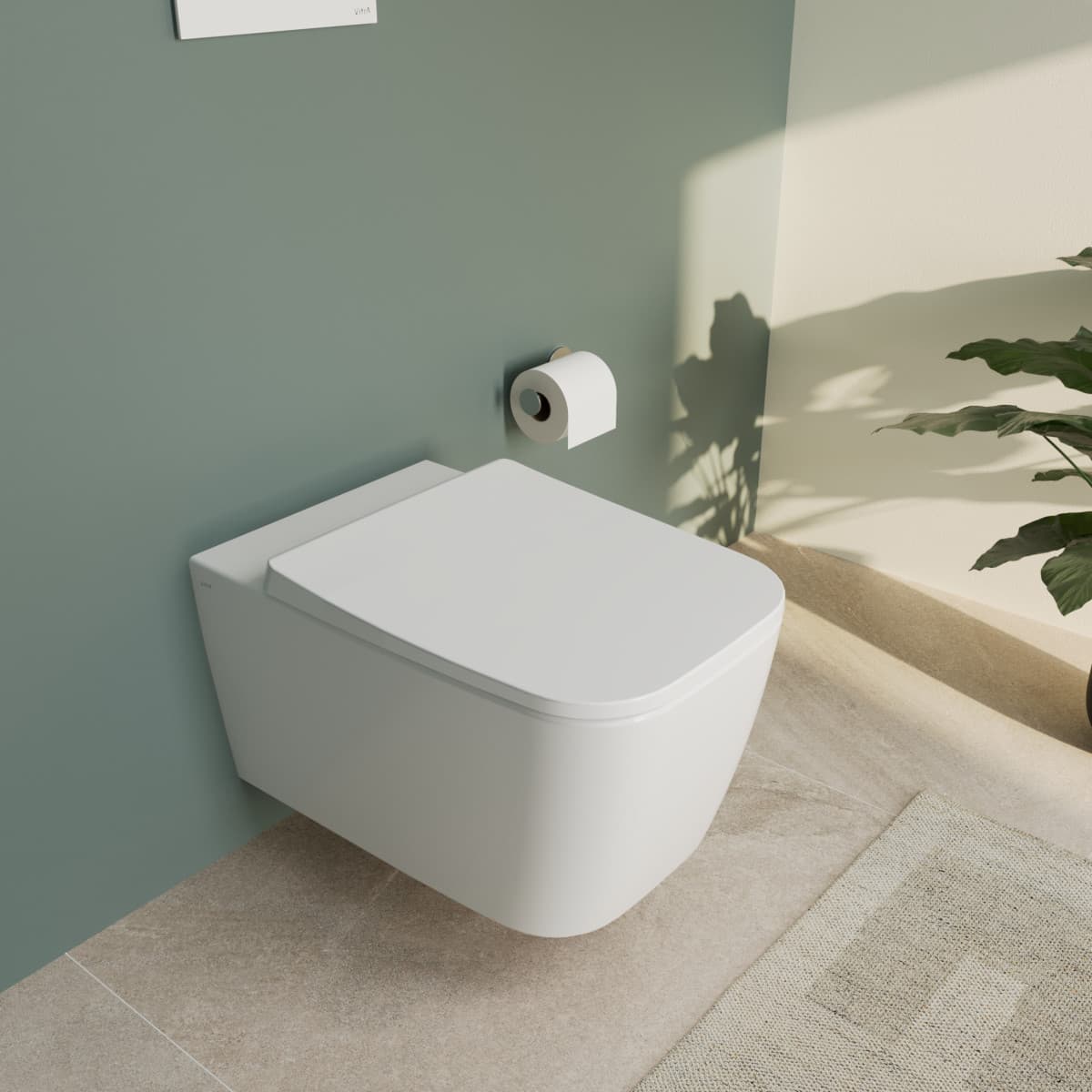 Подвесной унитаз VitrA Metropole Square (Метрополь Сквэр) 7906B003-6430 безободковый QuantumFlush (Квантум Флаш) с сиденьем микролифт белый санитарный фарфор