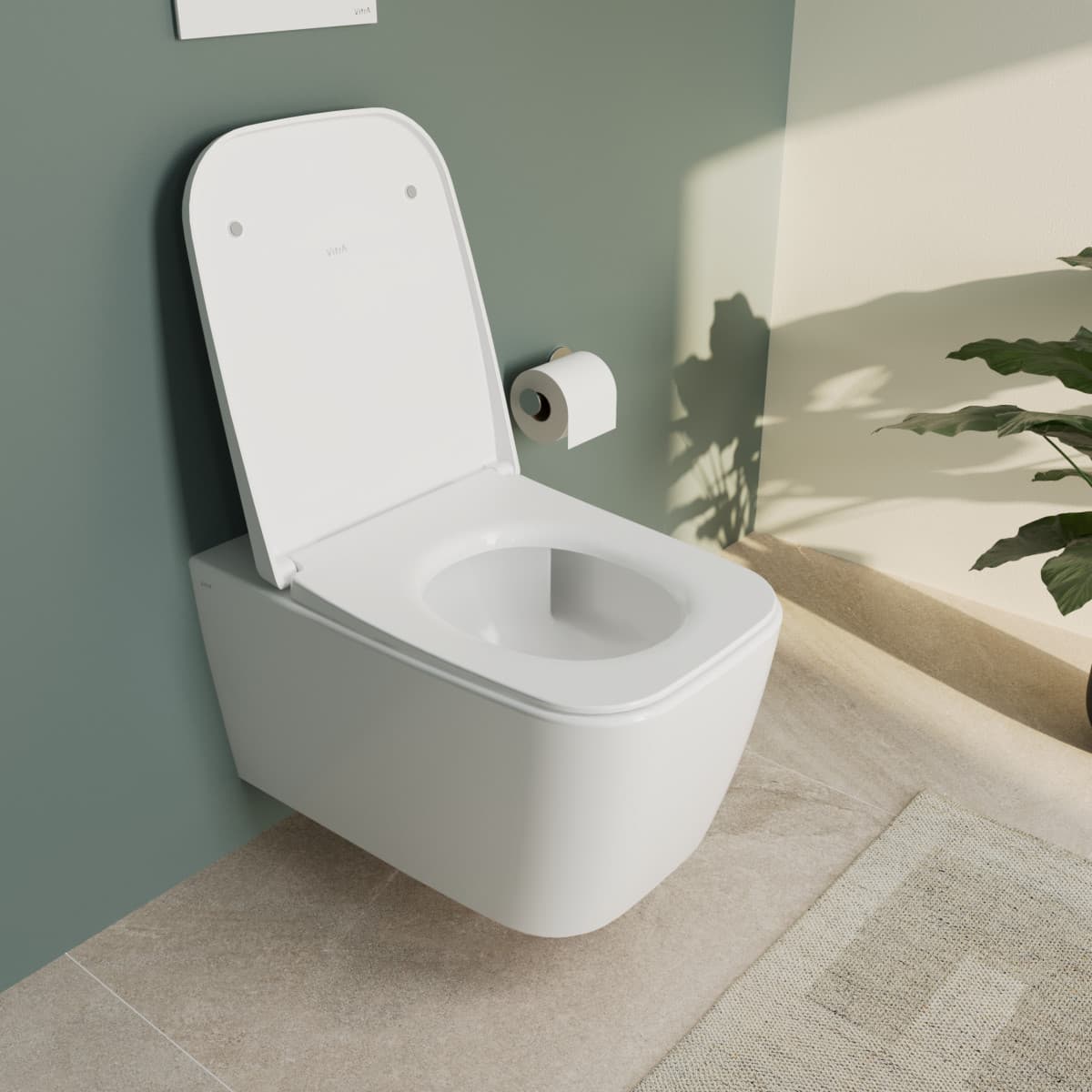 Подвесной унитаз VitrA Metropole Square (Метрополь Сквэр) 7906B003-6430 безободковый QuantumFlush (Квантум Флаш) с сиденьем микролифт белый санитарный фарфор