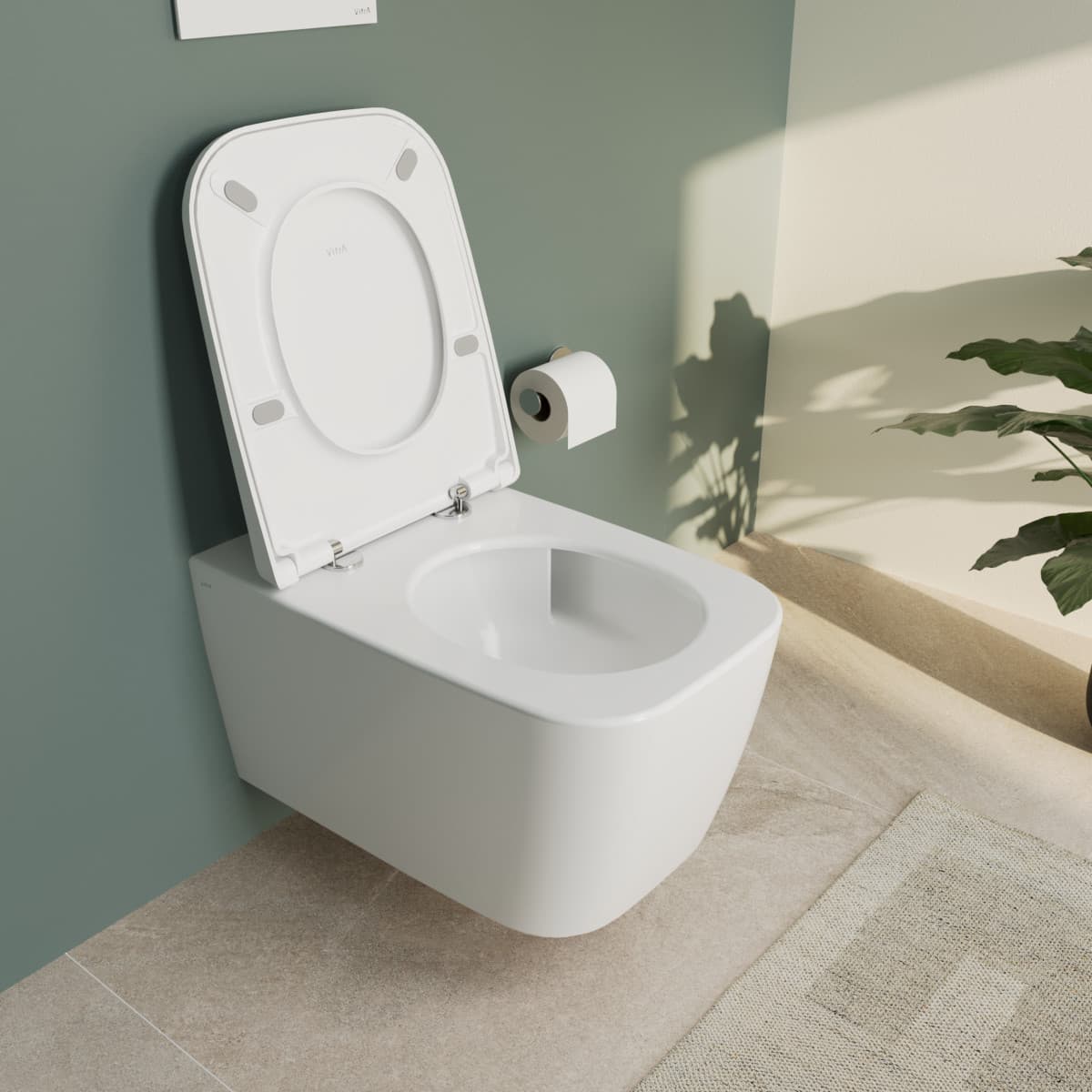 Подвесной унитаз VitrA Metropole Square (Метрополь Сквэр) 7906B003-6430 безободковый QuantumFlush (Квантум Флаш) с сиденьем микролифт белый санитарный фарфор