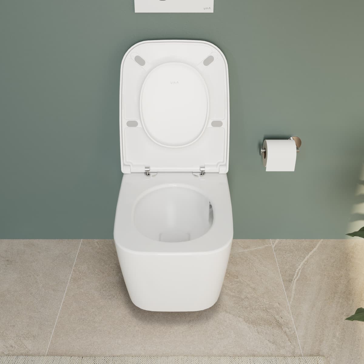 Подвесной унитаз VitrA Metropole Square (Метрополь Сквэр) 7906B003-6430 безободковый QuantumFlush (Квантум Флаш) с сиденьем микролифт белый санитарный фарфор