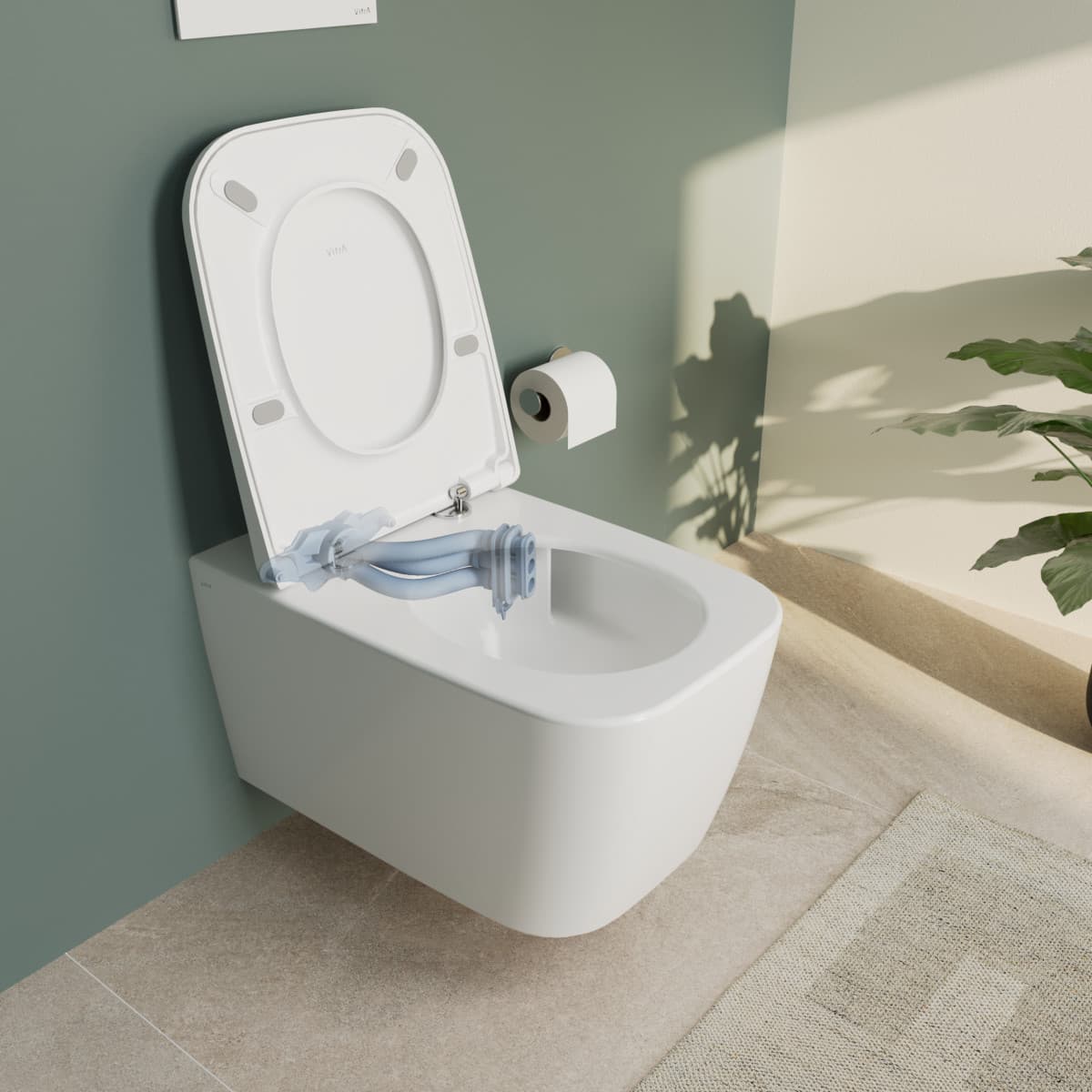 Подвесной унитаз VitrA Metropole Square (Метрополь Сквэр) 7906B003-6430 безободковый QuantumFlush (Квантум Флаш) с сиденьем микролифт белый санитарный фарфор