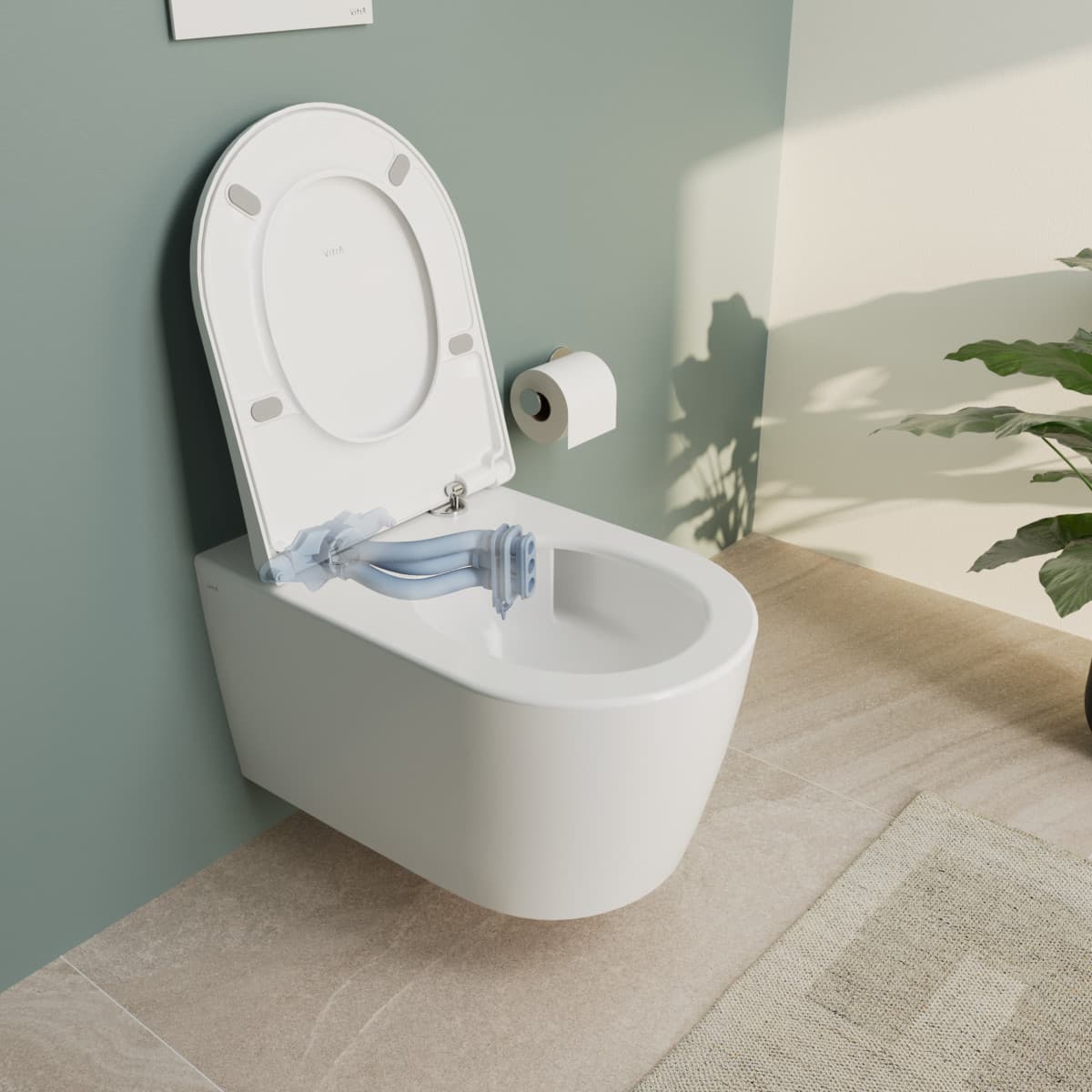Подвесной унитаз VitrA Metropole Round (Метрополь Раунд) 7910B003-6429 безободковый QuantumFlush (Квантум Флаш) с сиденьем микролифт белый санитарный фарфор