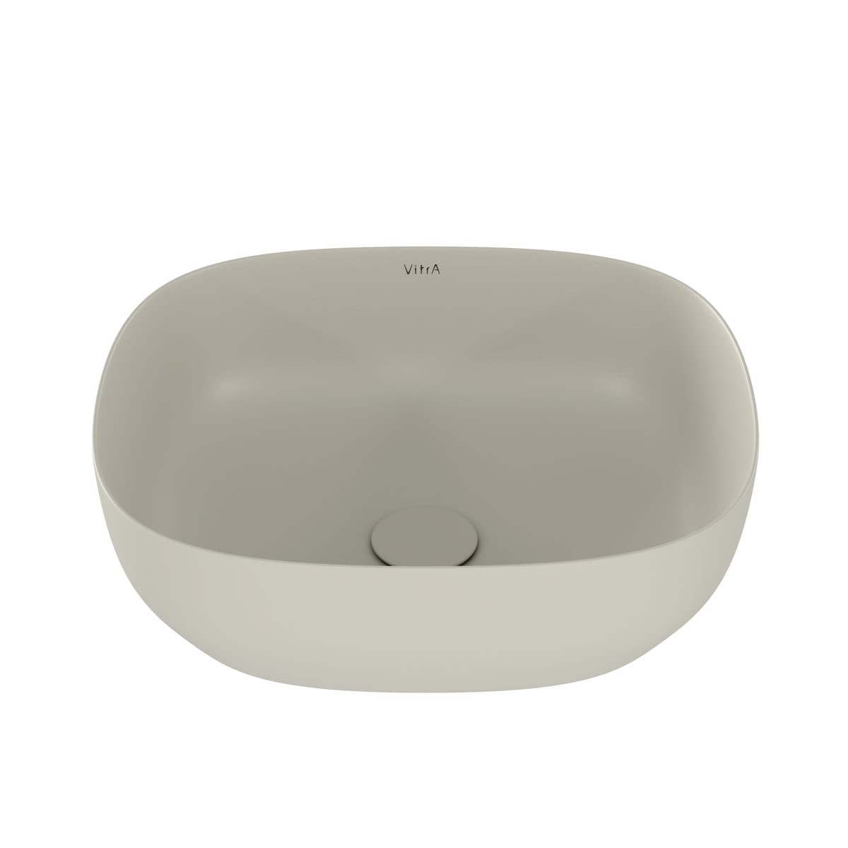 Раковина чаша VitrA Outline Recycled (Аутлайн Ресайклд) 7994B066-0016 48 x 42 см накладная матовая бежевая антибактериальное покрытие Hygiene (Хайджн)