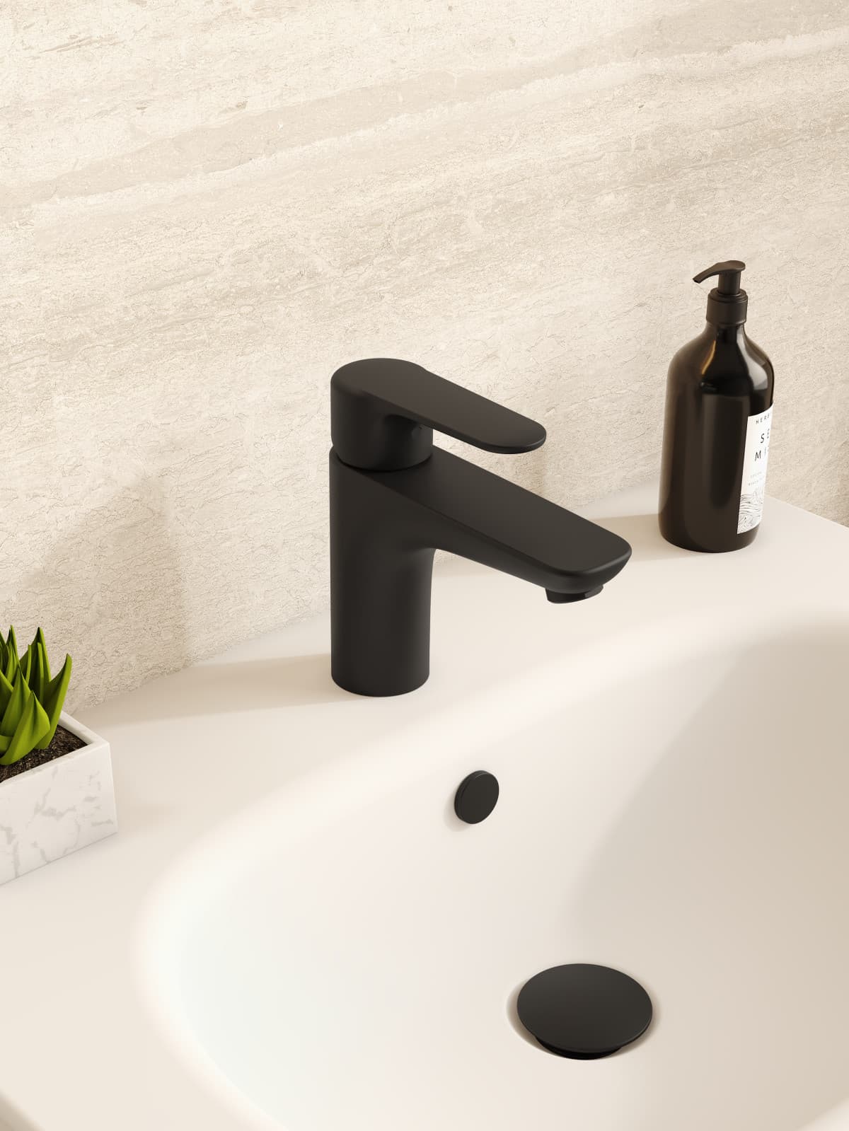 Смеситель для раковины VitrA Root Round (Рут Раунд) A4270636EXP однорычажный матовый черный латунь