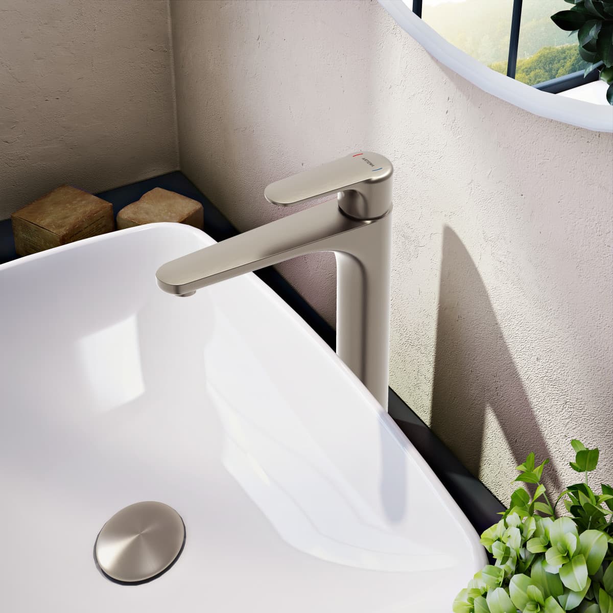 Смеситель для раковины VitrA Root Round (Рут Раунд) A4270734EXP однорычажный брашированный никель латунь