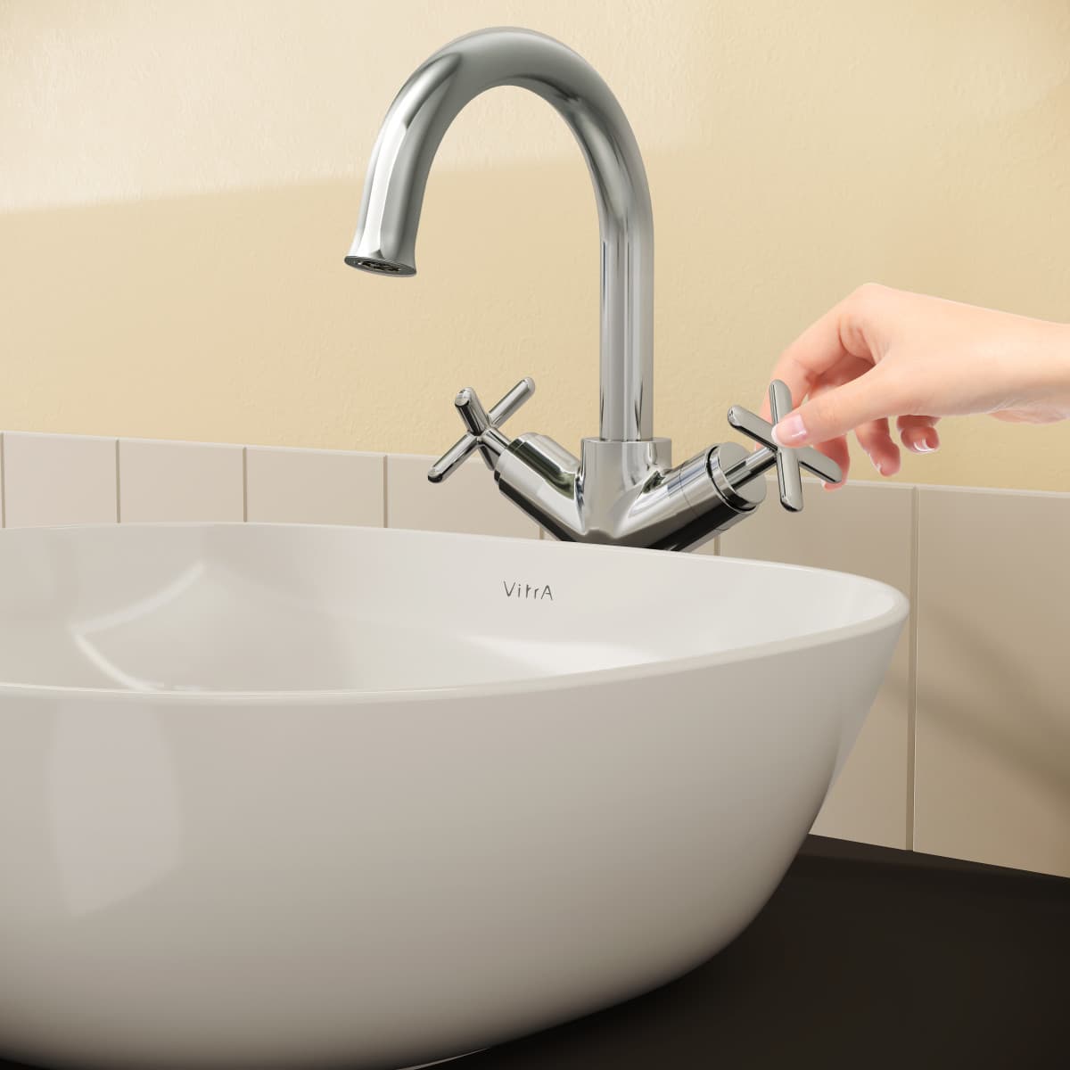 Смеситель для раковины VitrA Origin Classic (Ориджин Классик) A42886 двухрычажный хром латунь