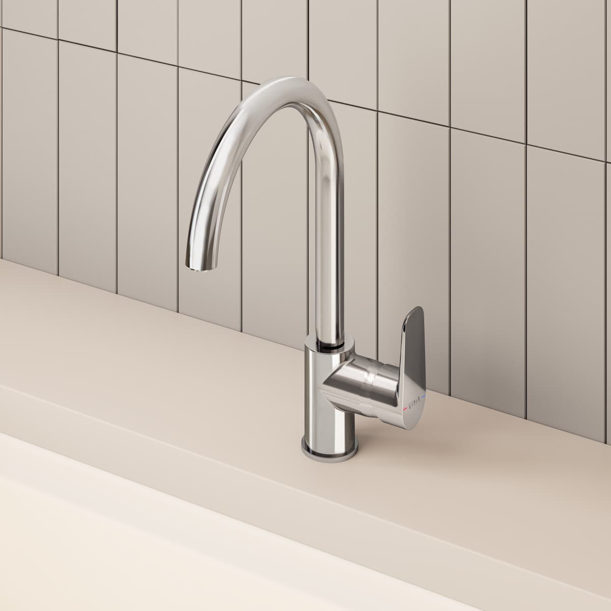 Смеситель для кухни VitrA Flow Soft (Флоу Софт) A43419EXP с поворотным изливом однорычажный хром латунь
