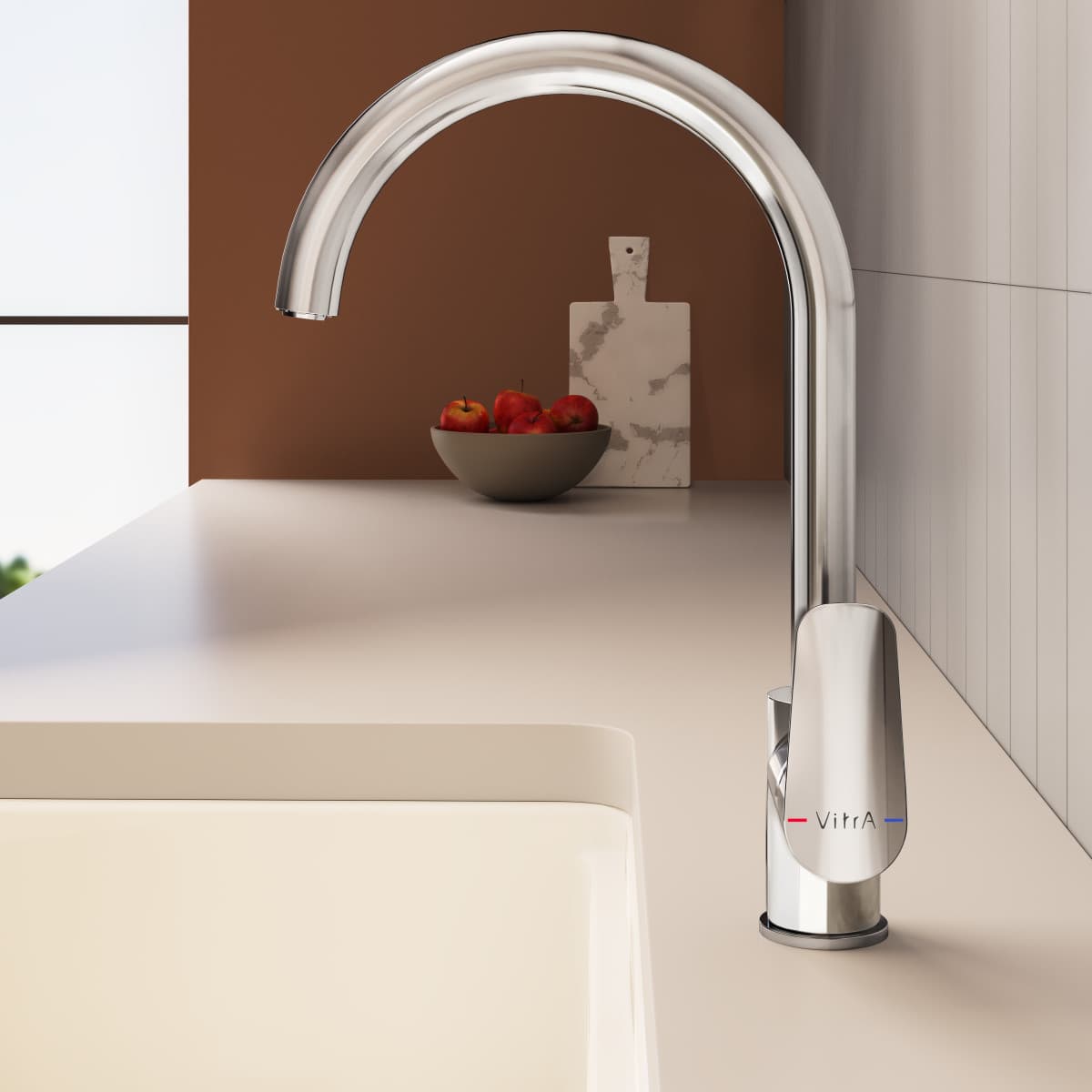 Смеситель для кухни VitrA Flow Soft (Флоу Софт) A43419EXP с поворотным изливом однорычажный хром латунь